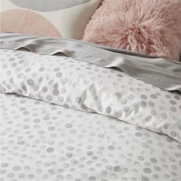 WEST ELM Rolling Dot Stamped KING Duvet Cover - Organic Cotton GRAY *see photos - Picture 1 of 9